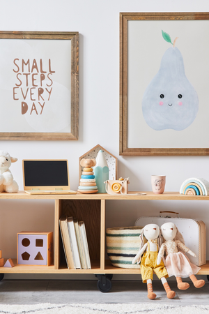 Early Years Concierge Neutral Toned Nursery Image with Baby Artwork and Wooden Toys