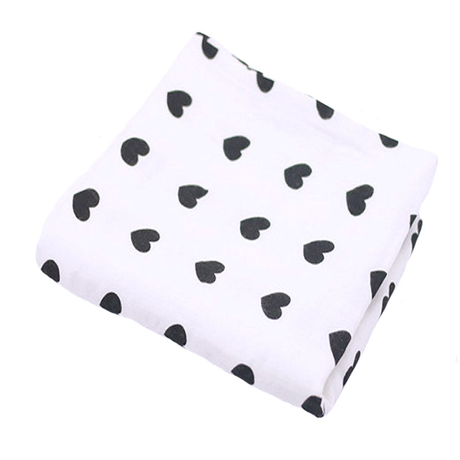 Early Years Concierge Organic Baby Muslin Square 110cm x 110cm Black Hearts Folded