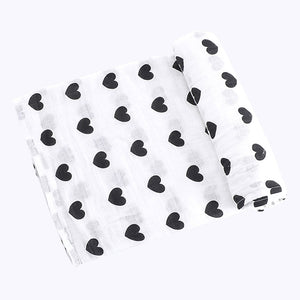 Open image in slideshow, Early Years Concierge Organic Baby Muslin Square 110cm x 110cm Black Hearts
