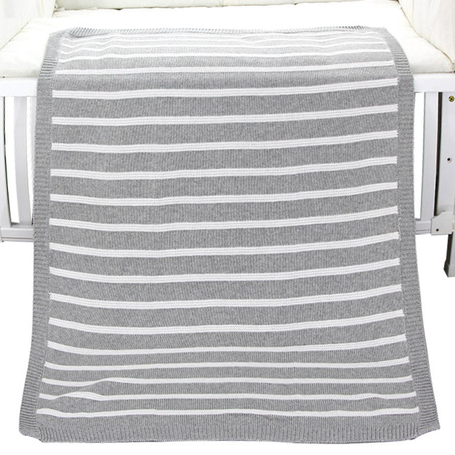 Early Years Concierge Organic Knitted Baby Blanket Grey Stripe
