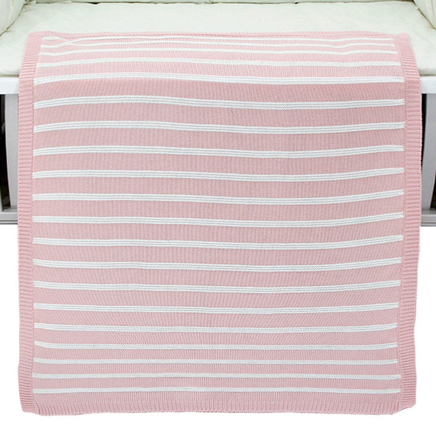 Early Years Concierge Organic Knitted Baby Blanket Pink Stripe