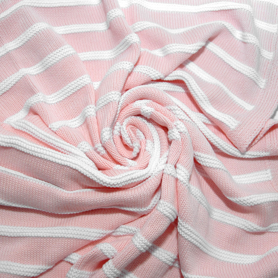 Early Years Concierge Organic Knitted Baby Blanket Pink Stripe Detail